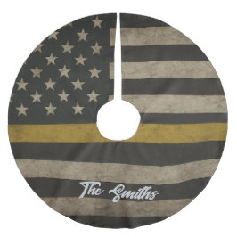 Personalized Thin Gold Line 911 Dispatcher Polyester Weihnachtsbaumdecke