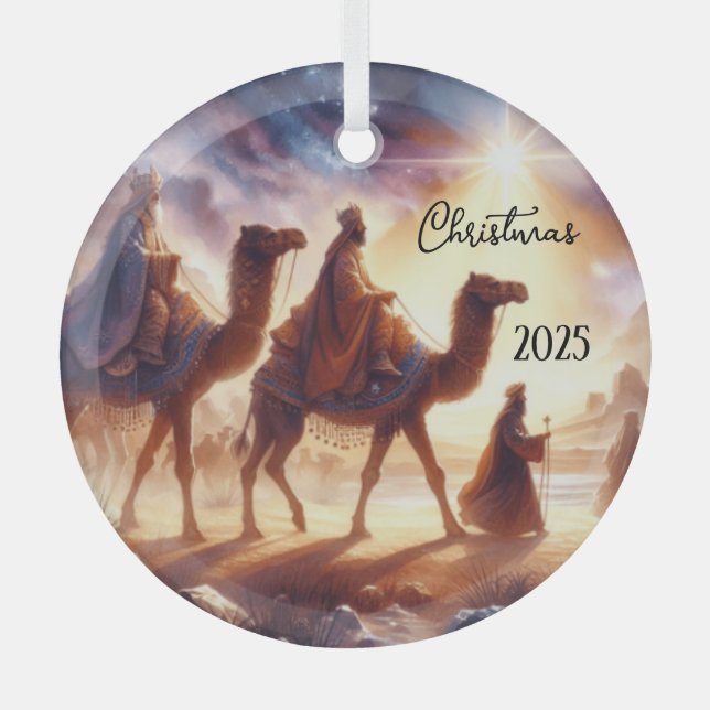 Personalized Three Wise Men Caravan  Ornament Aus Glas (Vorderseite)