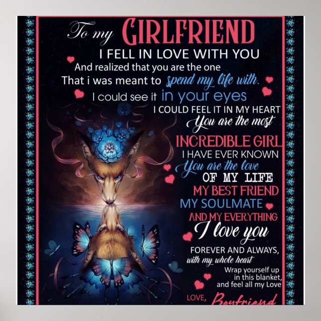 Personalized To My Girlfriend Wolf Blanket, Poster (Vorne)