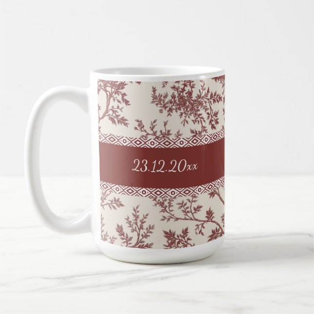 Personalized Toile De Jouy Mug Custom Name Date Gi Kaffeetasse (Links)