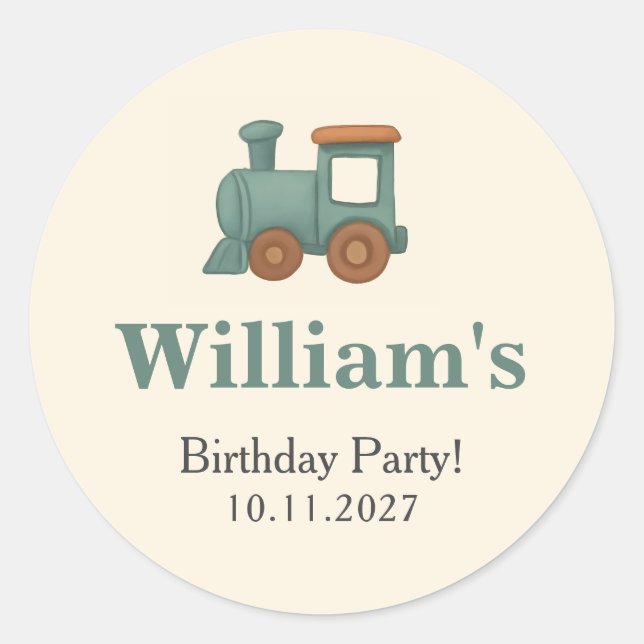 Personalized Train Birthday Thank You Runder Aufkleber (Vorderseite)