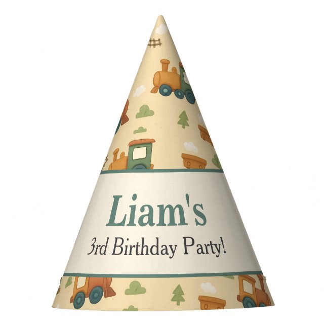 Personalized Train Kid Birthday  Partyhütchen (Vorderseite)