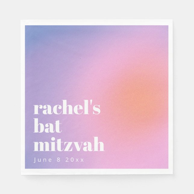 Personalized Trendy Lavender Purple Bat Mitzvah Serviette (Vorderseite)