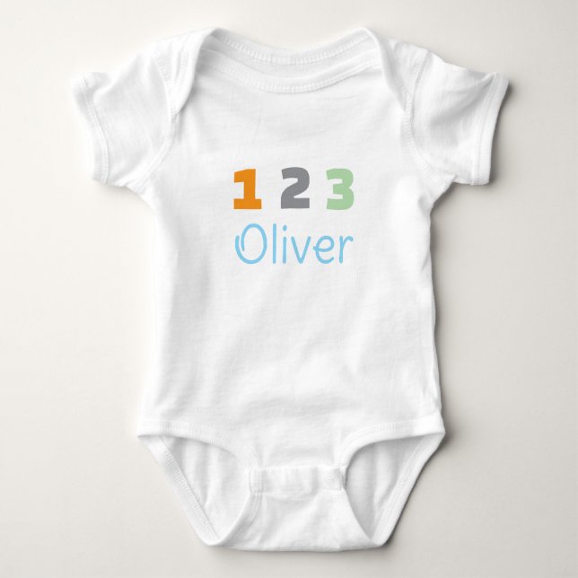 Personalized Triplets Outfit, Custom 1 2 3  Baby Strampler (Vorderseite)