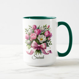 Personalized Tulip Floral Name Mug Tasse