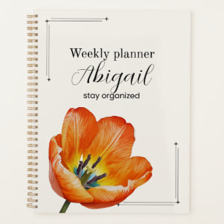 Personalized Tulip Planner Aesthetic Weekly Floral Planer