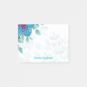 Personalized Turquoise Floral  Post-it Klebezettel