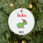 Personalized turtle pet christmas ceramic ornac keramik ornament<br><div class="desc">Don't forget your favorite turtle this christmas. This turtle ornament can be personalized with a name and year. These ornaments are available in variety of different pet options - create one for all the pets in your family.</div>