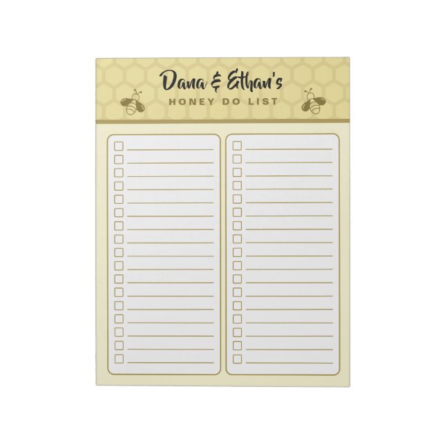 Personalized Two Column Honey Do List Notepad Notizblock (Rotiert)
