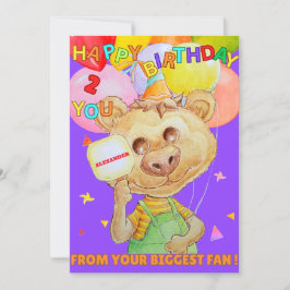 Personalized two years old birthday greeting card feiertagskarte