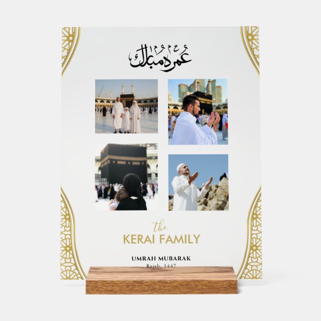 Personalized Umrah Mubarak Photo Collage Acrylic  (Recto)