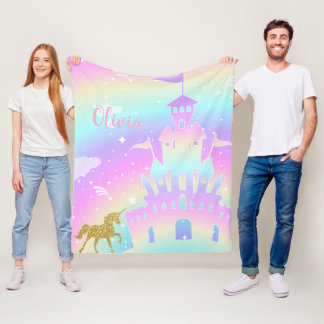personalized unicorn blanket - girls unicorn gift fleecedecke