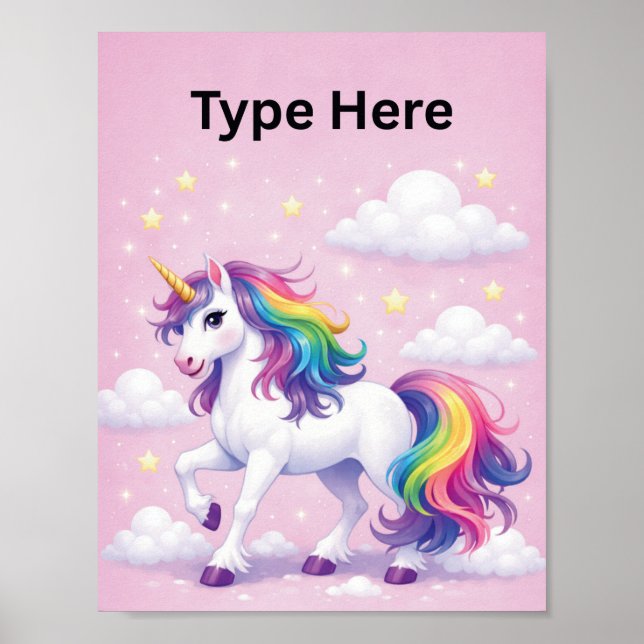 Personalized Unicorn Name Poster (Vorne)