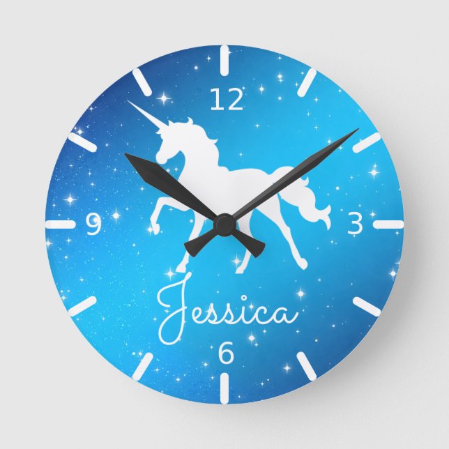 Personalized Unicorn Runde Wanduhr (Vorderseite)