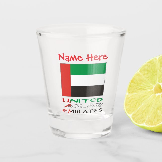 Personalized United Arab Emirates Flag Schnapsglas (Vorderseite)