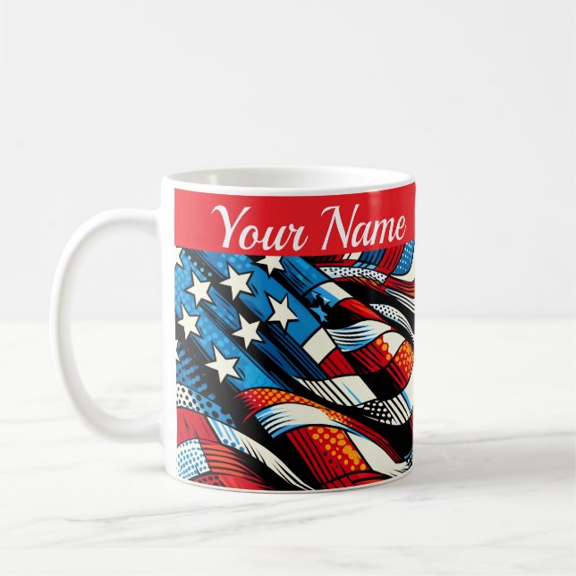 Personalized USA Flag Mug Kaffeetasse (Links)