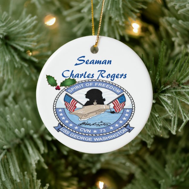 Personalized USS George Washington CVN 73 Keramik Ornament (Baum)