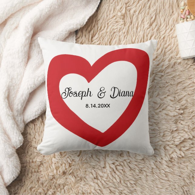 Personalized Valentine Anniversary Red Heart Names Kissen (Decke)