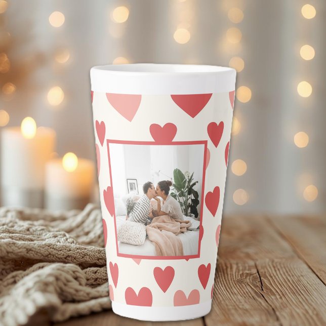 Personalized Valentine Photo Heart Latte Mug (Créateur téléchargé)
