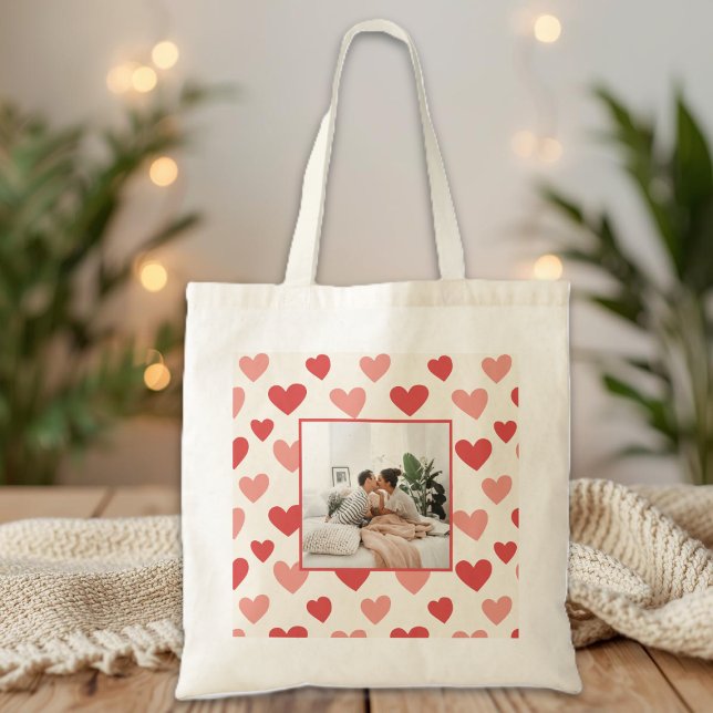 Personalized Valentine Photo Heart Tote Bag Tragetasche (Von Creator hochgeladen)