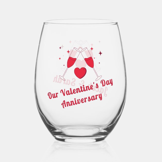 Personalized Valentine’s Anniversary  Weinglas Ohne Stiel (Vorderseite)