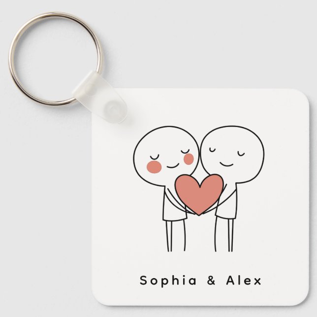 Personalized Valentine’s Couple Matching Keychain Schlüsselanhänger (Vorderseite)