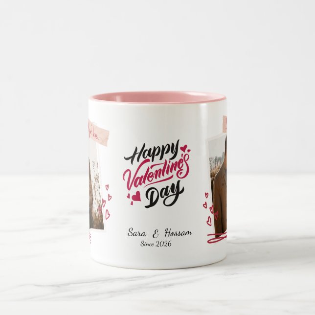Personalized Valentine’s Day Mug | Custom Photo Zweifarbige Tasse (Mittel)