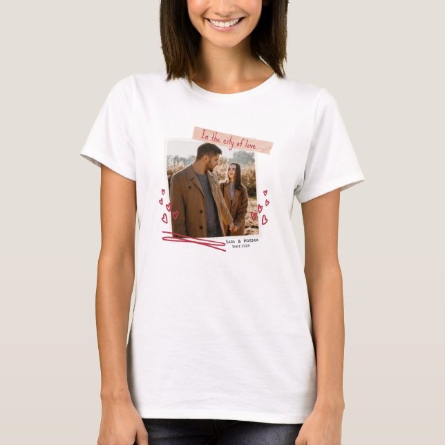 Personalized Valentine T-Shirt with Photo & Names (Vorderseite)