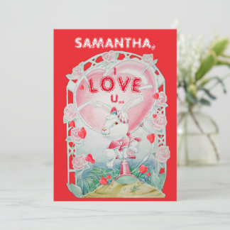 Personalized Valentine's Day Bunny Love Card Feiertagskarte