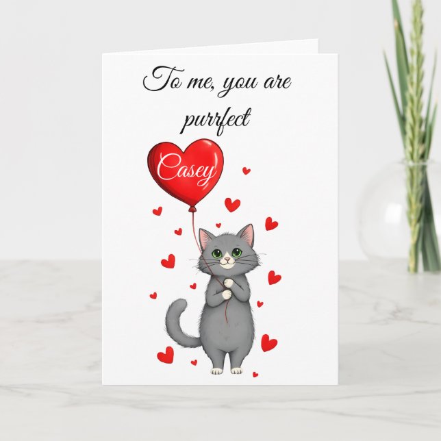 Personalized Valentine's Day Card - Cute Cat   Karte (Vorderseite)