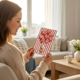 personalized valentines red striped bear feiertagskarte