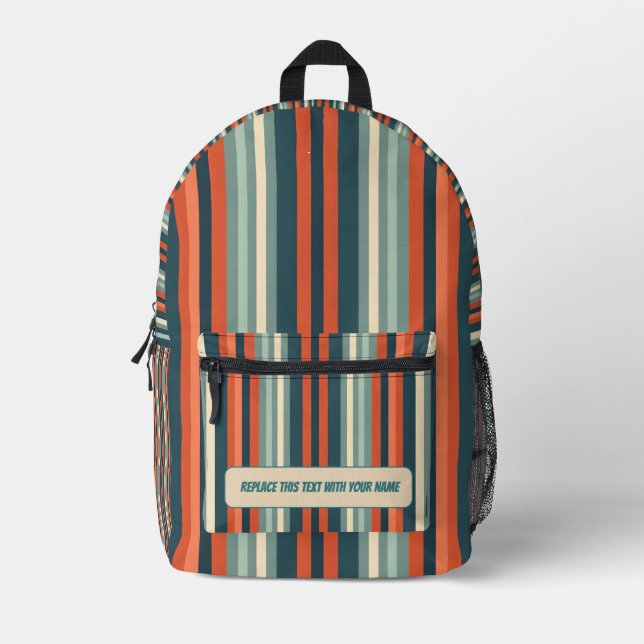 Personalized Vertical Stripe Backpack Bedruckter Rucksack (Vorderseite)