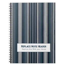 Personalized Vertical Stripe Blue Grey Notizblock