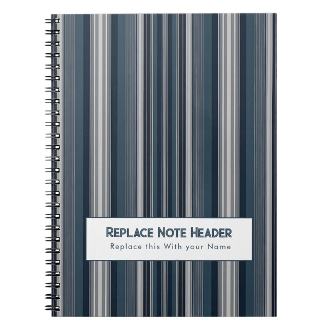 Personalized Vertical Stripe Blue Grey Notizblock (Vorderseite)