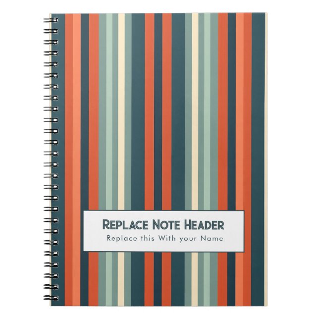 Personalized Vertical Stripe Teal Rust Notizblock (Vorderseite)