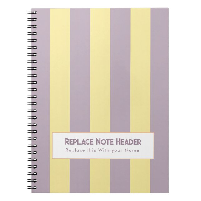 Personalized Vertical Stripe Yellow Lavender Notizblock (Vorderseite)
