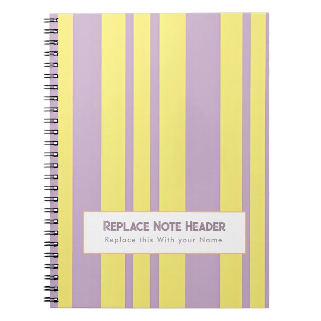 Personalized Vertical Stripe Yellow Lavender Notizblock (Vorderseite)