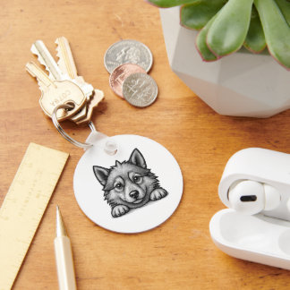 Personalized Veterinarian Husky Sketch Schlüsselanhänger