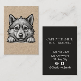 Personalized Veterinarian Husky Sketch Visitenkarte