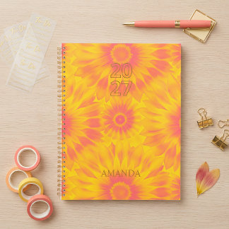 Personalized Vibrant Sunflower Pink Tie-Dye Art Planer