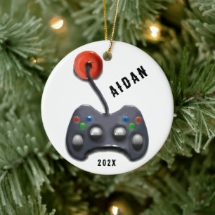personalized video gamer keramik ornament