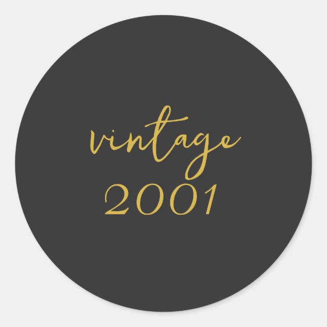 Personalized Vintage 2001 T-Shirt Runder Aufkleber (Vorderseite)