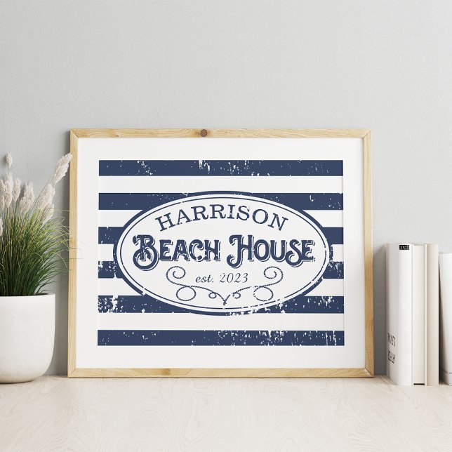 Personalized Vintage Beach House Print Poster (Von Creator hochgeladen)