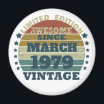 Personalized vintage birthday gift idea magnet<br><div class="desc">You can add some originality to your wardrobe with this original 1979 vintage sunset retro-looking birthday design with awesome colors and typography font lettering, is a great gift idea for men, women, husband, wife girlfriend, and a boyfriend who will love this one-of-a-kind artwork. The best amazing and funny holiday present...</div>