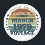 Personalized vintage birthday gift idea magnet<br><div class="desc">You can add some originality to your wardrobe with this original 1979 vintage sunset retro-looking birthday design with awesome colors and typography font lettering, is a great gift idea for men, women, husband, wife girlfriend, and a boyfriend who will love this one-of-a-kind artwork. The best amazing and funny holiday present...</div>
