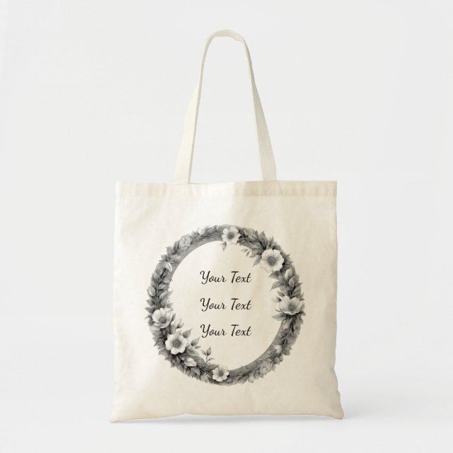 Personalized Vintage Floral Wreath Tote Tragetasche (Vorne)