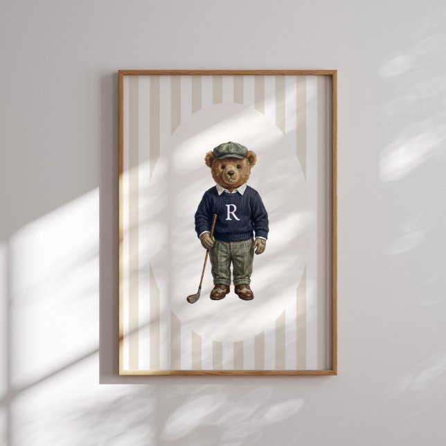 Personalized Vintage Golf Teddy Bear Wall Art Poster (Von Creator hochgeladen)