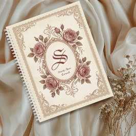Personalized Vintage Rose Monogram Notebook Notizbuch