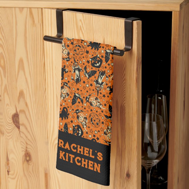 Personalized Vintage Style Halloween Geschirrtuch (Drittel gefaltet)