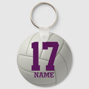 Personalized Volleyball (purple name & number) Schlüsselanhänger